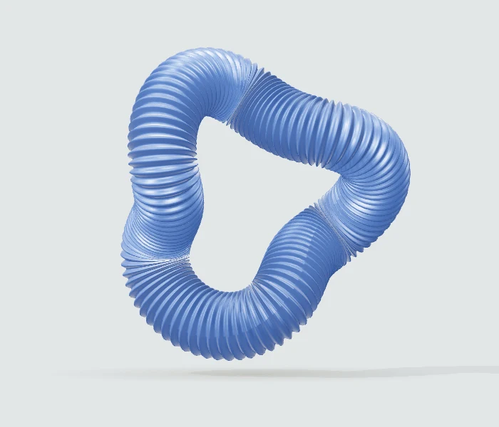Cobalt blue undulating sculpture in a pale blue studio